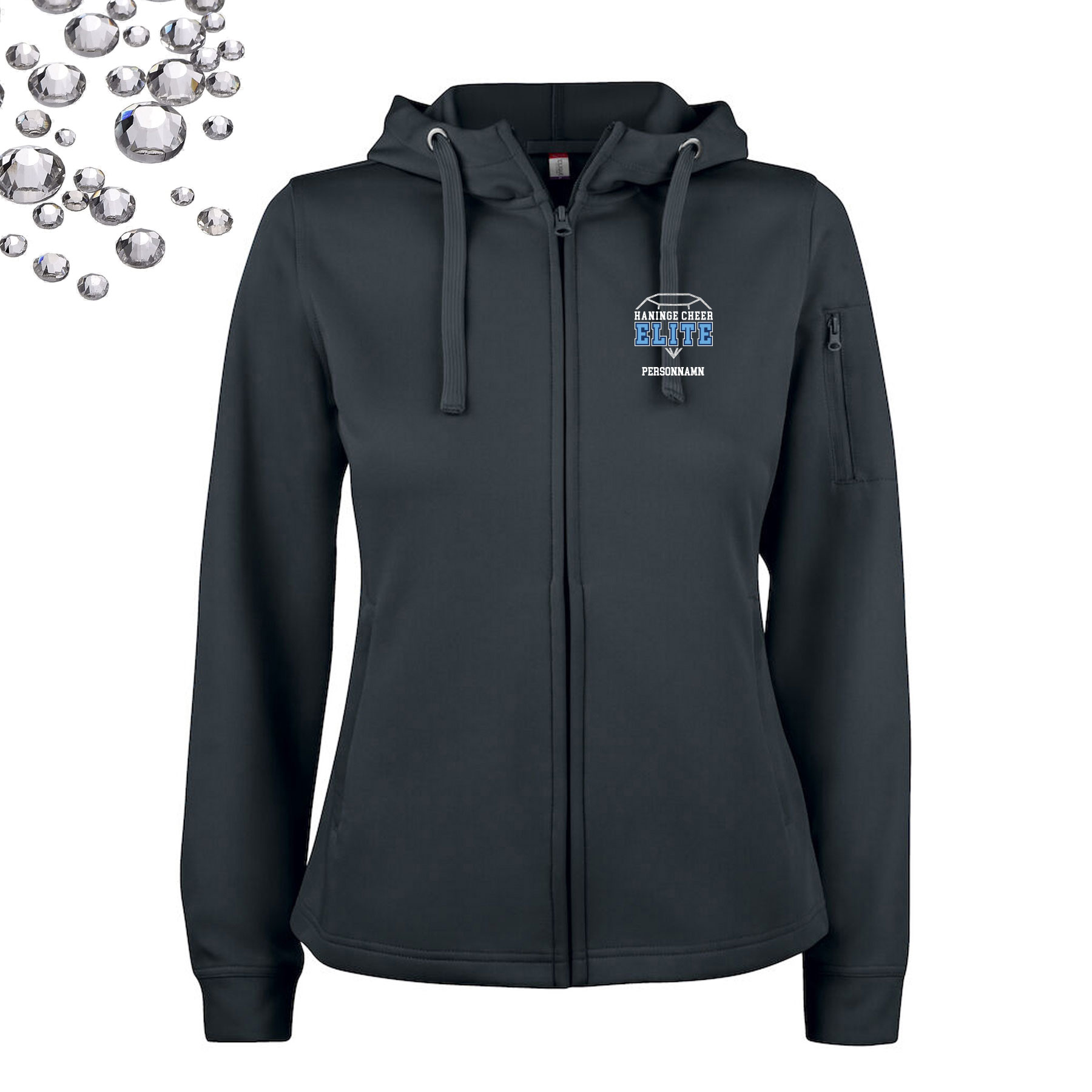 Active Hoody Full Zip, dam | Rhinestones
