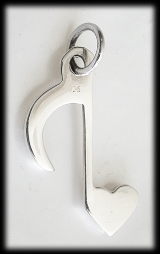 "I love music "  musiknot hängsmycke i Äkta silver. - 3
