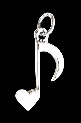 "I love music "  musiknot hängsmycke i Äkta silver.