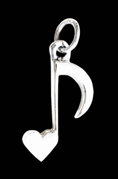 "I love music "  musiknot hängsmycke i Äkta silver.