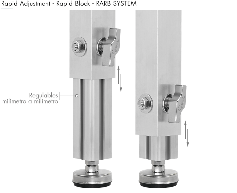 Teleskopben med nivåregulator / 60 x 60 mm - 3