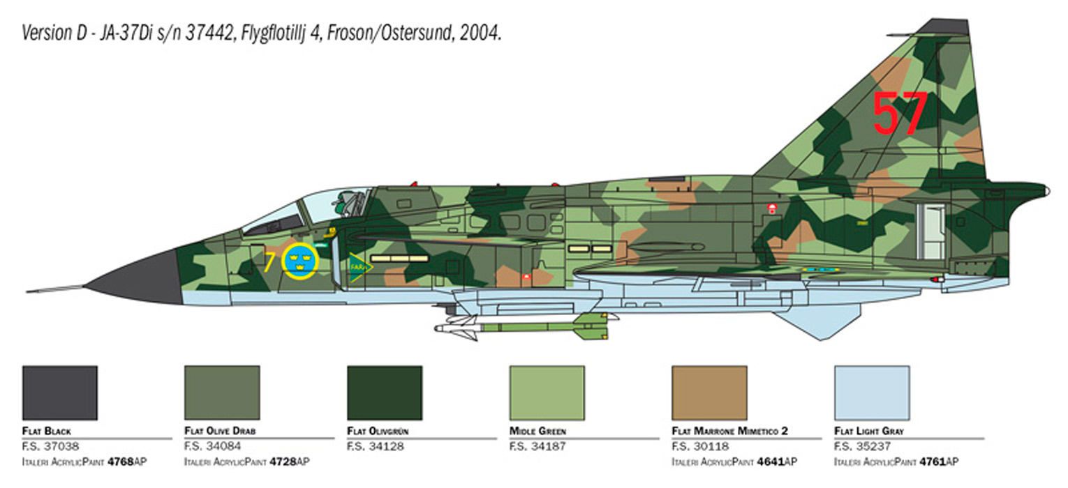 Italeri Modellflyg SAAB JA 37 Jaktviggen, Skala 1:48 - 2