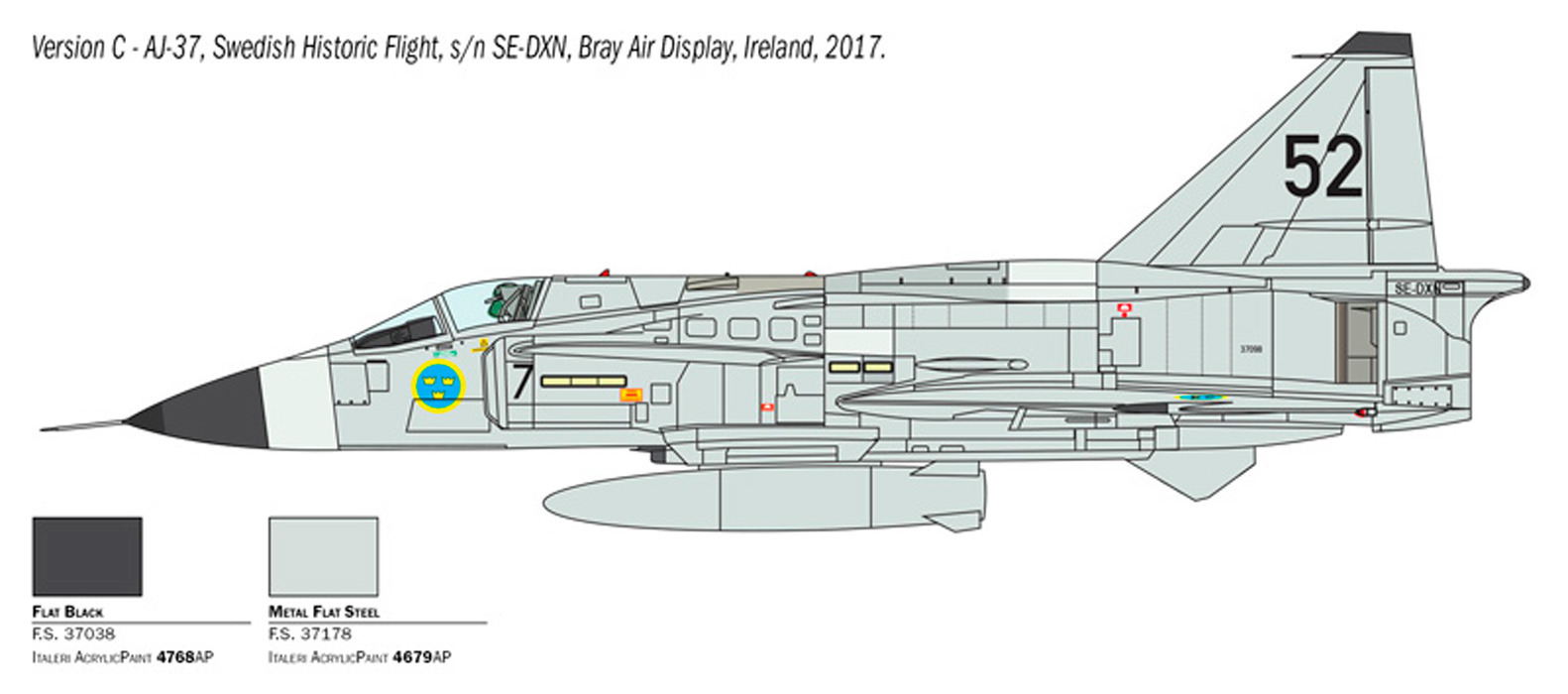 Italeri Modellflyg SAAB JA 37 Jaktviggen, Skala 1:48 - 3