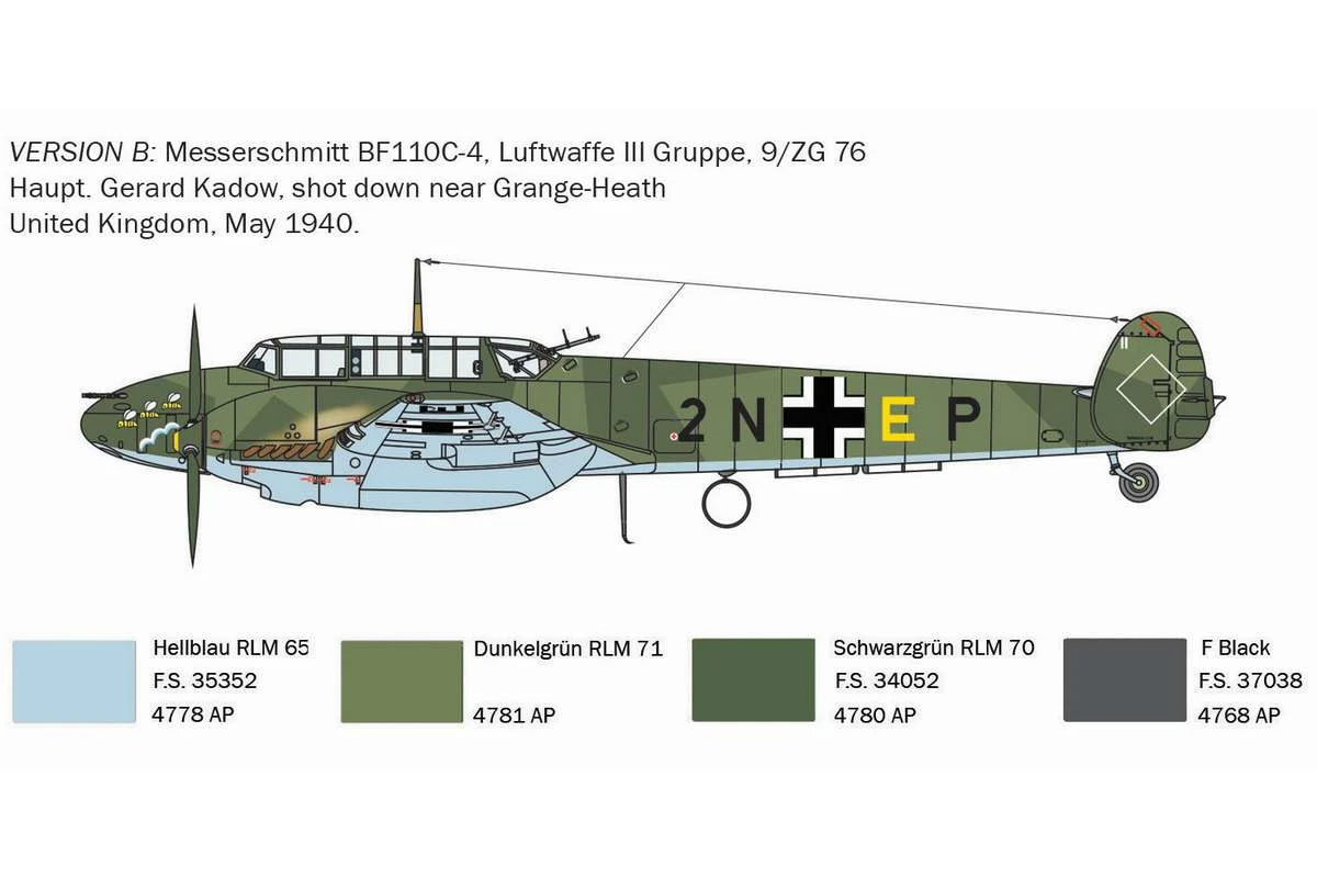 Italeri Modellflyg BF-110C Zerstörer - 5