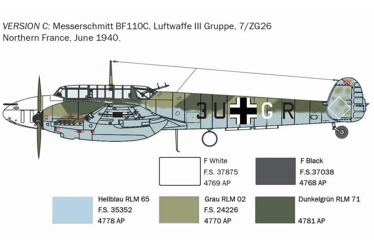 Italeri Modellflyg BF-110C Zerstörer - 3