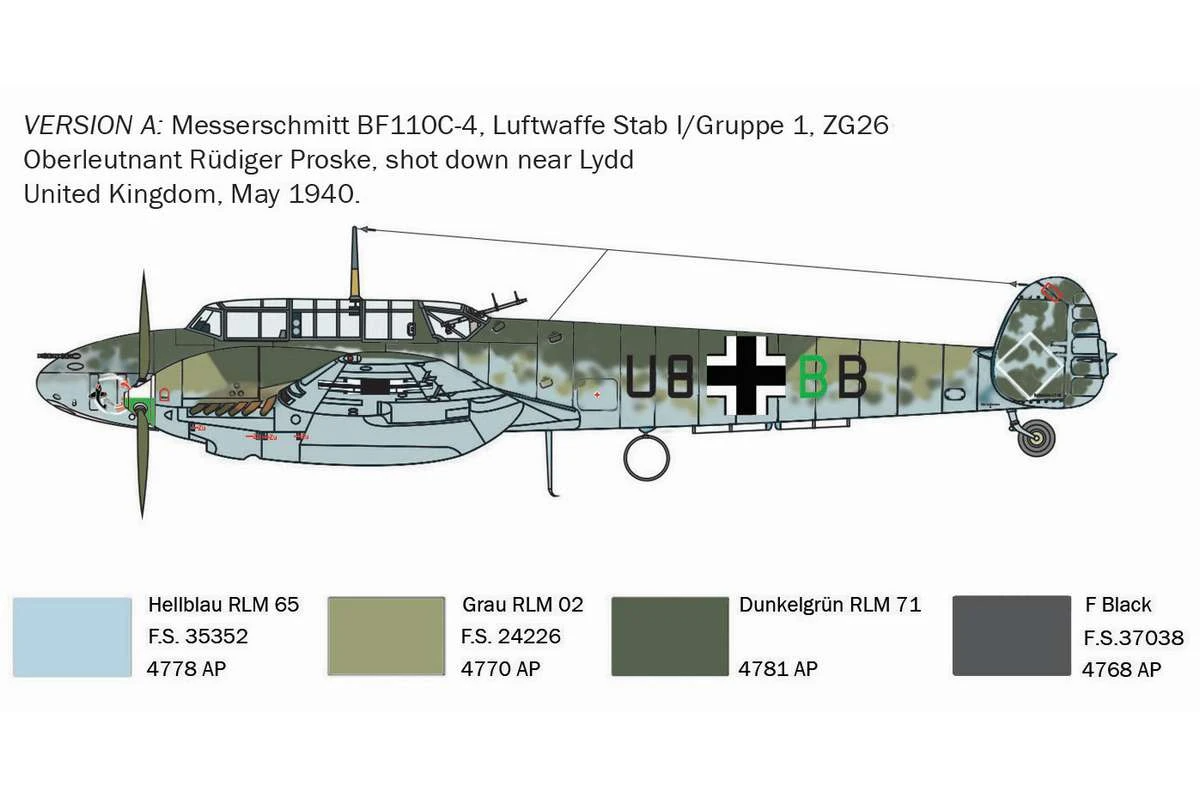 Italeri Modellflyg BF-110C Zerstörer - 6