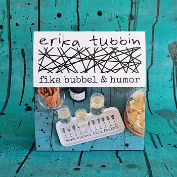 Logo sign fika bubbel & humor (Mera bubbel) 17x18 cm - reversible table sign