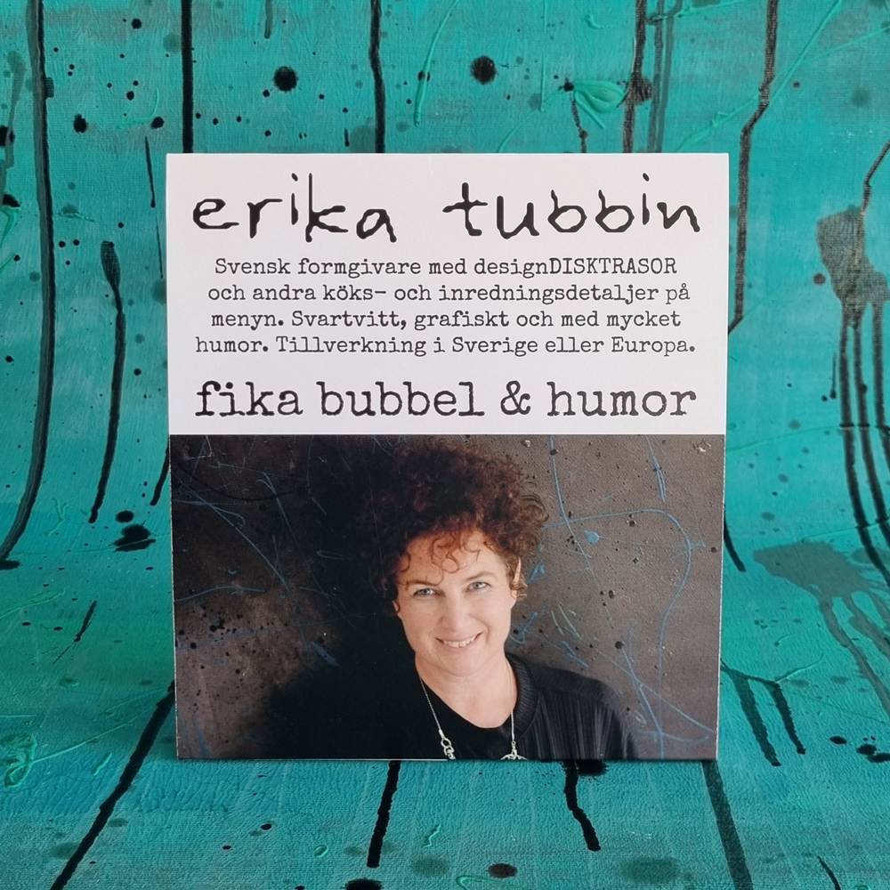 Logo sign fika bubbel & humor (Swedish fika) 17x18 cm - reversible table sign - 2