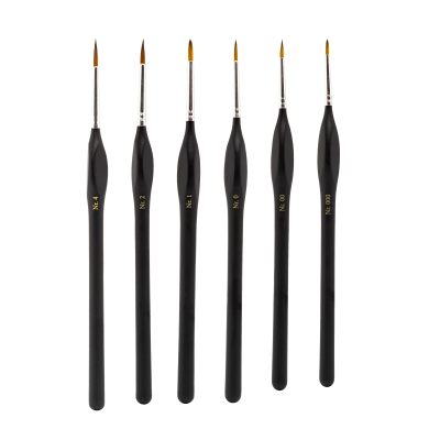 Set of 6 Synthetic brushes - 000, 00, 0, 1, 2, 4