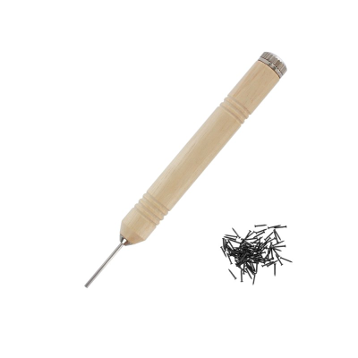Pen Grip Pin Pusher (wood handle) + 100 Black Pins