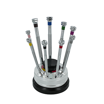 9 Piece Precision Screwdriver Set with Revolving Stand