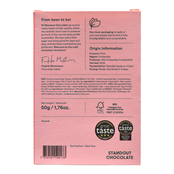 Standout Chocolate - Urubamba - Peru 70% - 2