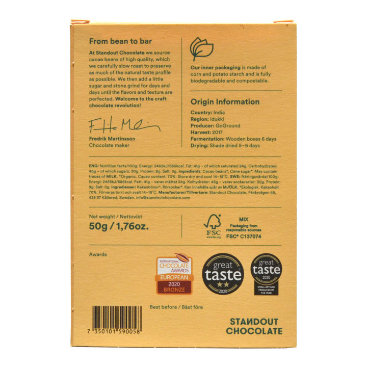 Standout Chocolate - Indukki - India 70% - 2