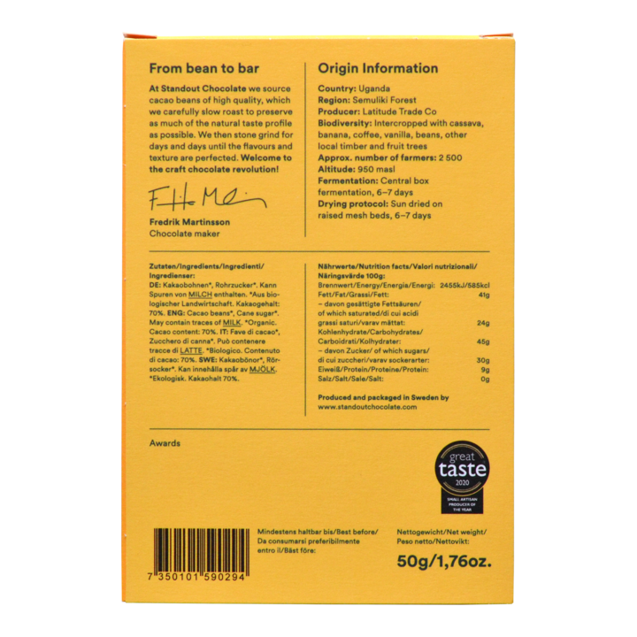 Standout Chocolate - Semuliki Forest - Uganda 70% - 2