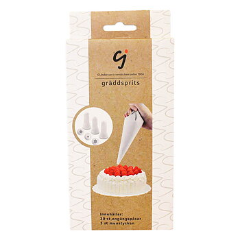 Gräddsprits, 30 plastpåsar, 3 munstycken 