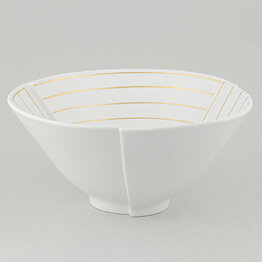 Wilhelm Kåge (Surrea 1940) White Split Bowl with Golden Decor 20 cm