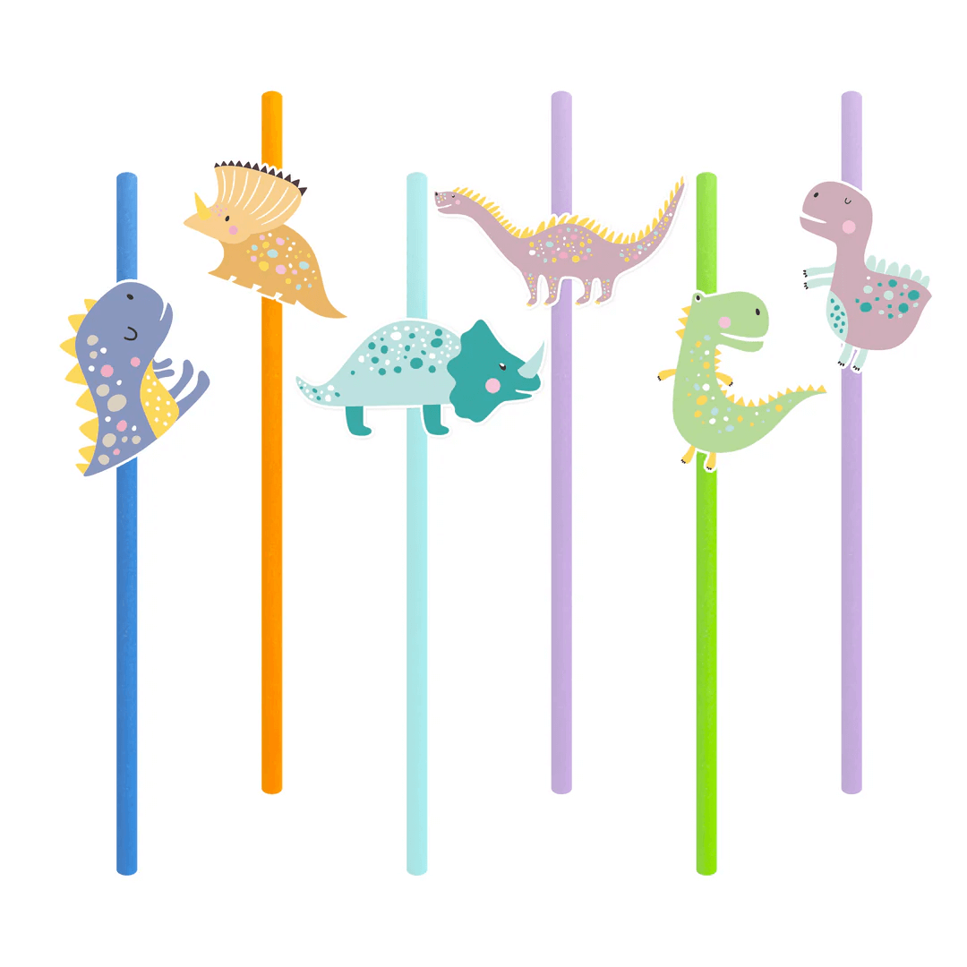 Sugrör Dinosaurier Mix färger