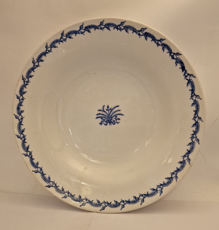 Soup bowl white and blue 1930s