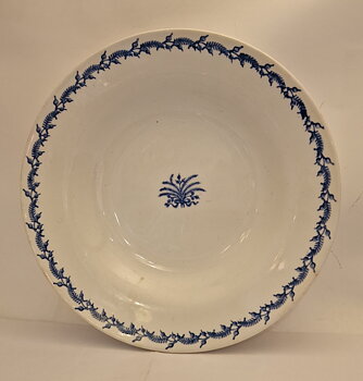 Soup bowl white and blue 1930s