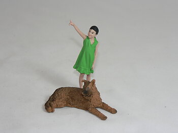 Figur  Flicka Med Hund  1:18 American Diorama
