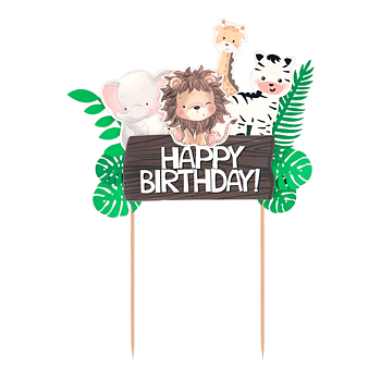 Cake topper Djur Happy Birthday