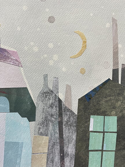 Collage "Paris by night" av Maria C Bernhardsson. Orginal utan ram. 70x50cm.