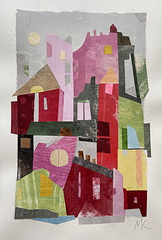 Såld! Collage "Paris, Morning in Paris" av Maria C Bernhardsson. Orginal utan ram.50x35cm.