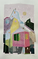 Collage "Paris, La Maison Rose" av Maria C Bernhardsson. Orginal utan ram. 