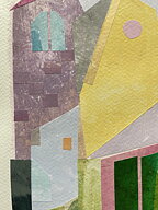 Collage "Paris, La Maison Rose" av Maria C Bernhardsson. Orginal utan ram. 