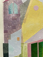 Collage "Paris, La Maison Rose" av Maria C Bernhardsson. Orginal utan ram.