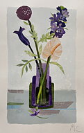 Collage "Paris, Bouquet Violet" av Maria C Bernhardsson. Orginal utan ram.50x35cm.