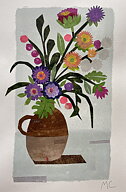 Collage "Paris, Asters dans un vase" av Maria C Bernhardsson. Orginal utan ram.50x35cm.