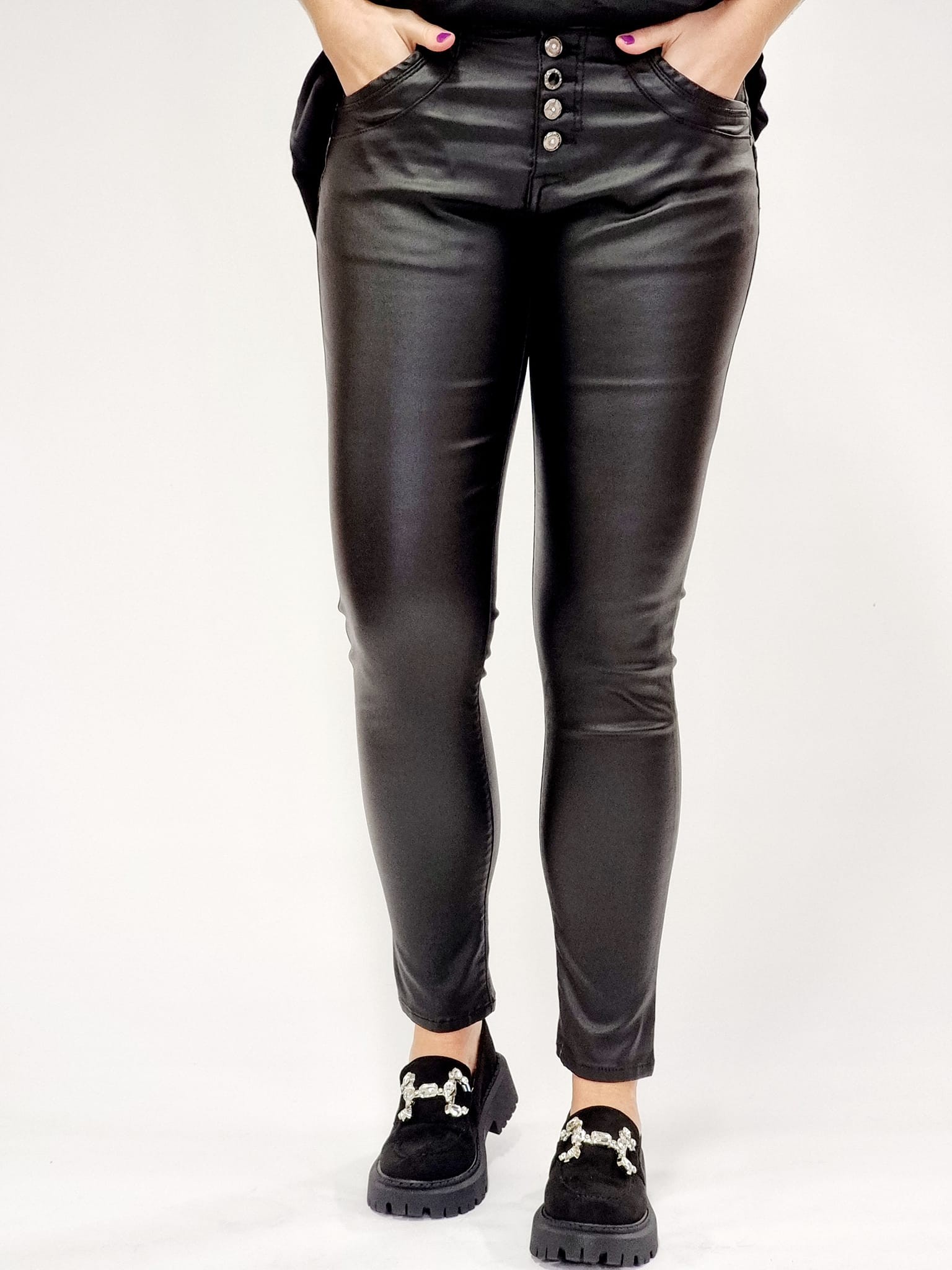 Stretchjeans / Vaxade / Svarta 