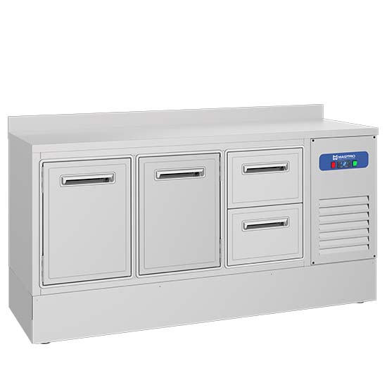 Refrigerated bar counter with 2 door and 2 drawers