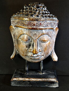 Buddha Mask på Stativ - 26 cm