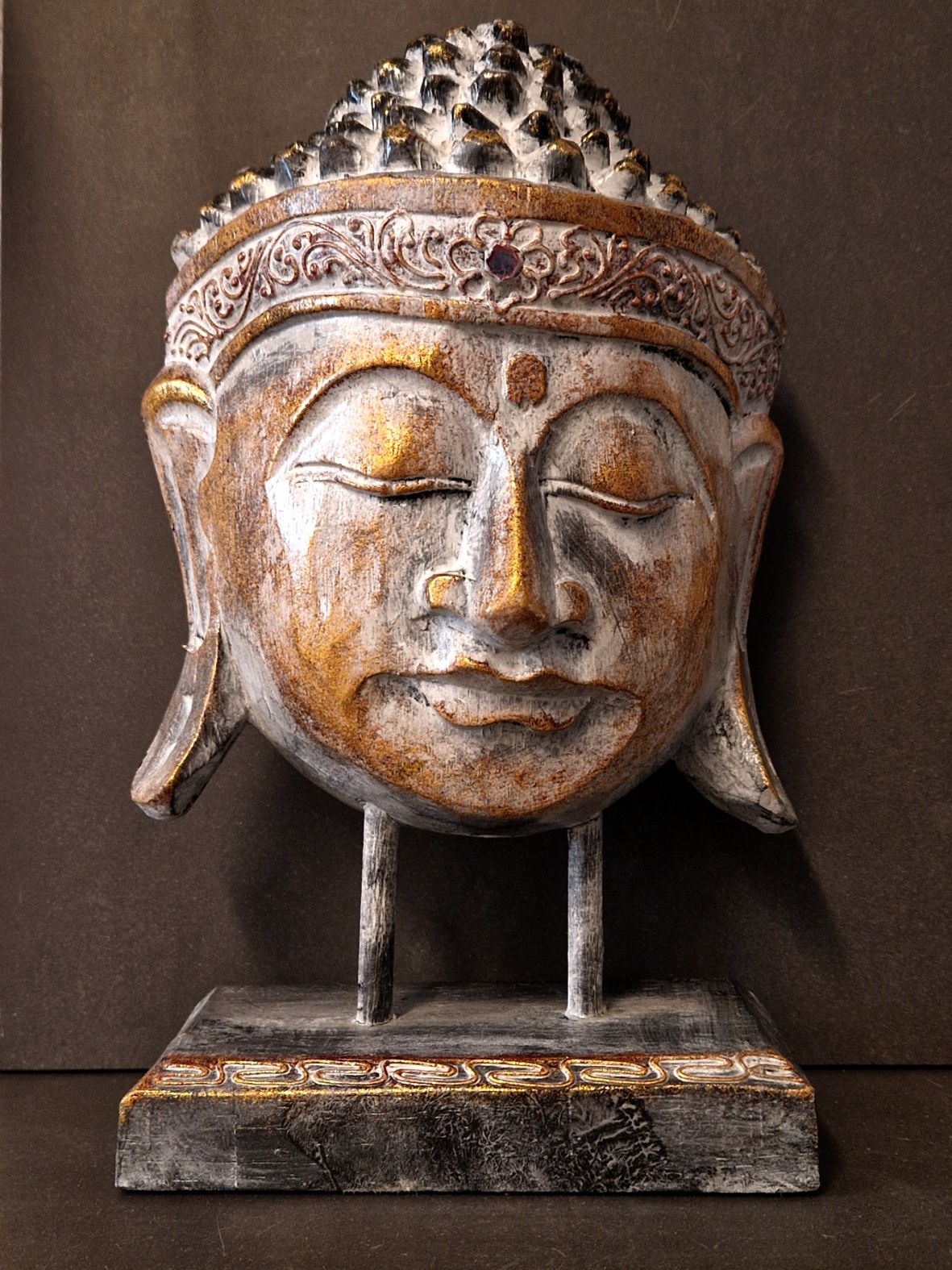 Buddha Mask på Stativ - 26 cm