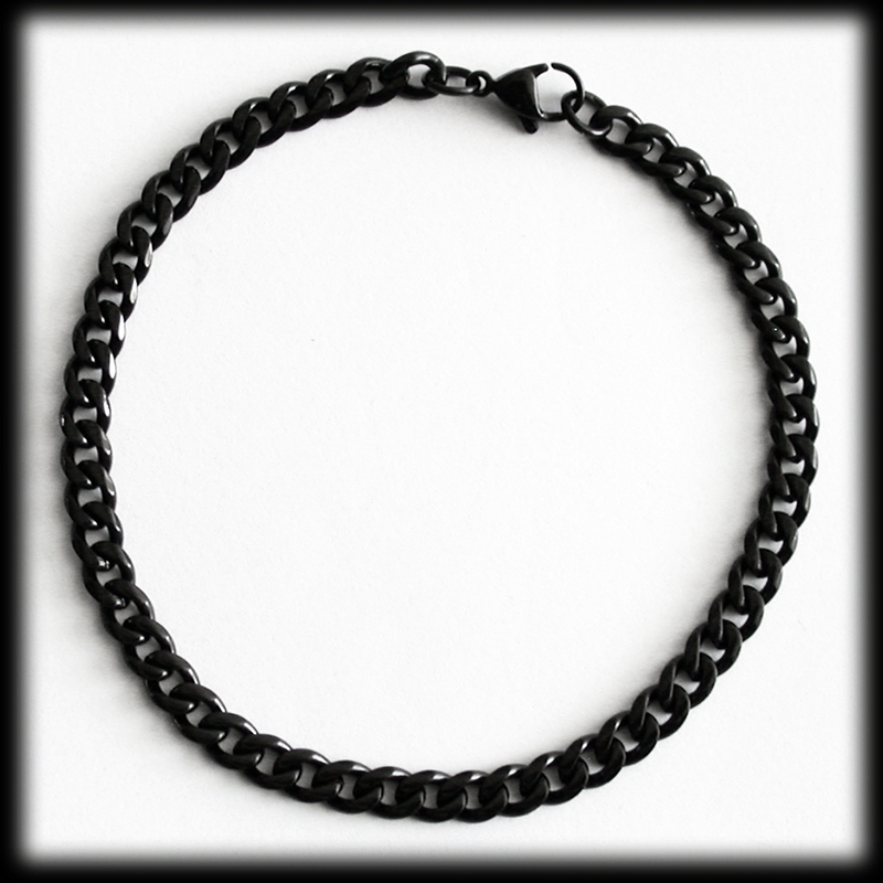 3.6 mm. Pansarlänk armband i svart stål.