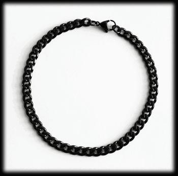 5 mm. Pansarlänk armband i svart stål.