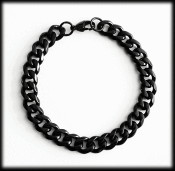 7 mm. Pansarlänk armband i svart stål.