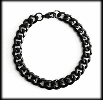 9 mm. Pansarlänk armband i svart stål.