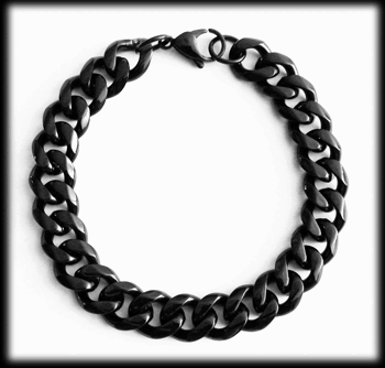11 mm. Pansarlänk armband i svart stål.