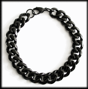 13 mm. Pansarlänk armband i svart stål.