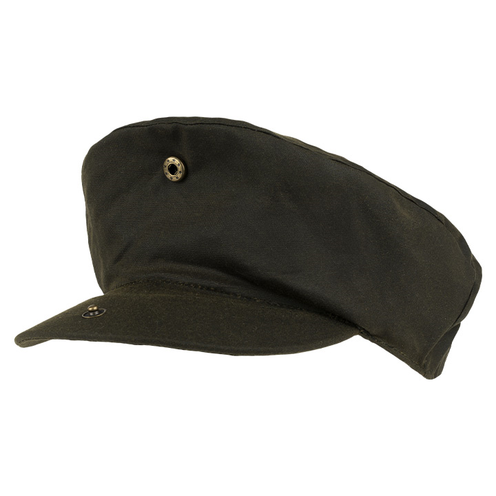 Flat cap i vaxad bomull, mörk grön - 4