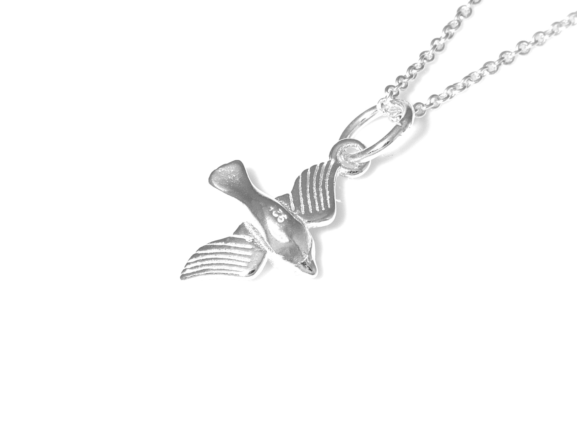 Litet Fågel Halsband i Äkta 925 Silver, Vinge Hänge, Fjäder Accessoar, Djur Smycke - 3