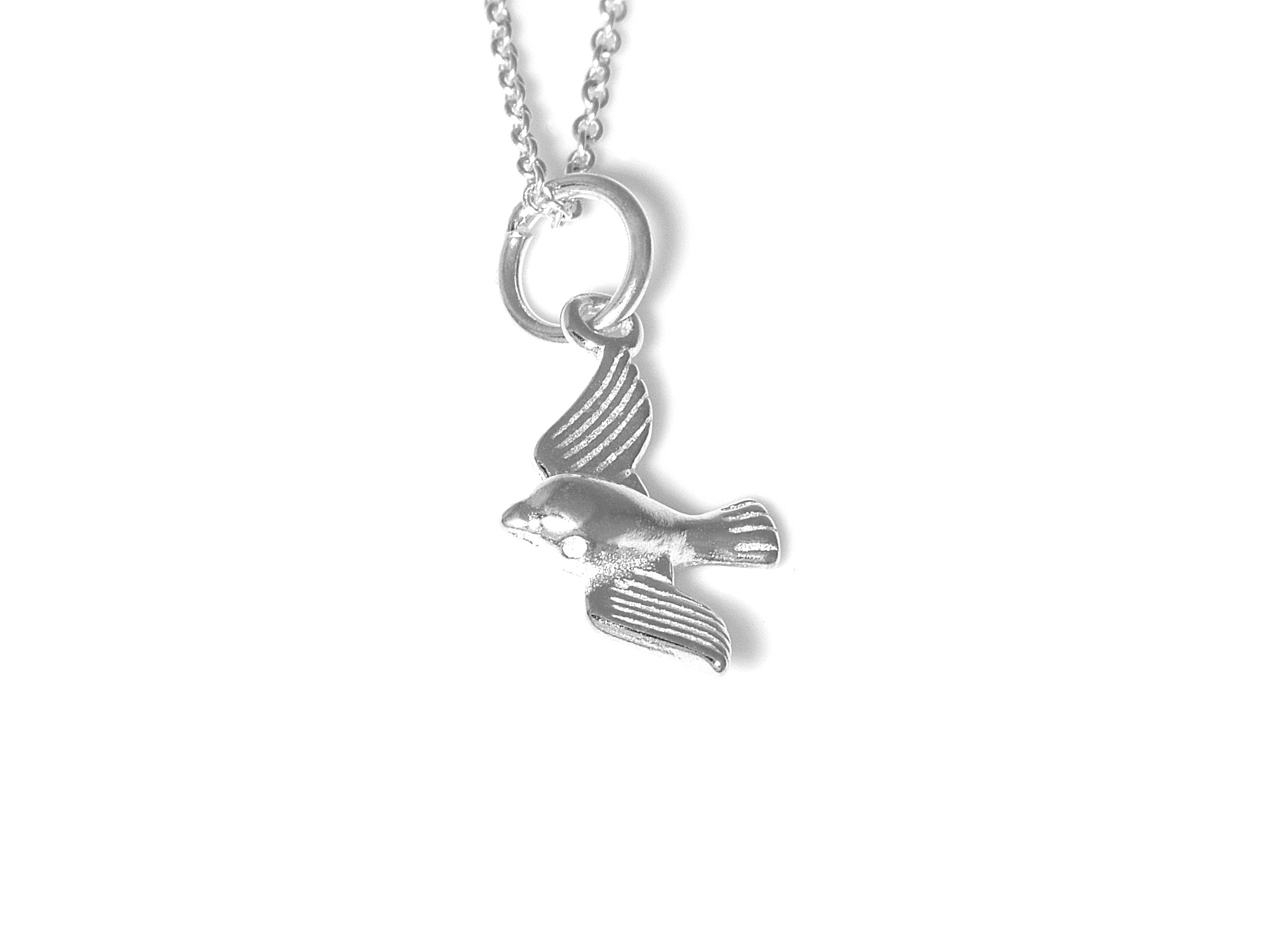 Litet Fågel Halsband i Äkta 925 Silver, Vinge Hänge, Fjäder Accessoar, Djur Smycke - 2