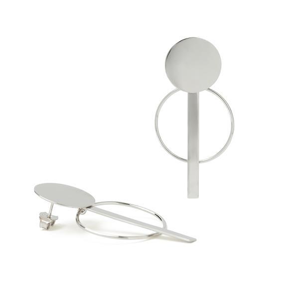 Lineargent Geo Circle örhänge silver