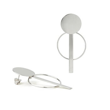 Lineargent Geo Circle örhänge silver