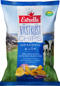Estrella Västkust Gräddfil och Lök 180g 18st