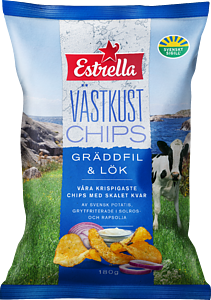Estrella Västkust Gräddfil och Lök 180g 18st
