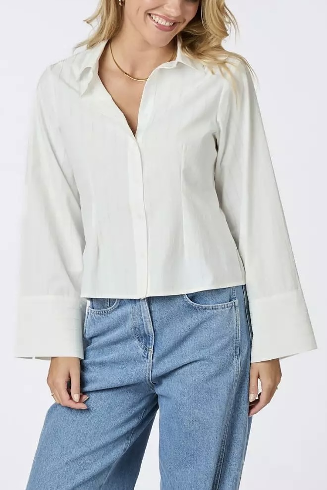 Neo Noir  - Rosa Solid Shirt White